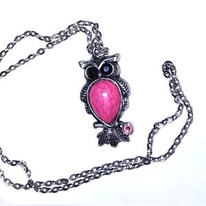 Pink & Black Owl Pendant